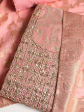 Embroidered Chanderi Unstitched Suit With Dupatta